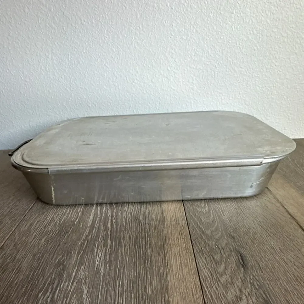 Wear-Ever Aluminum Roasting Pan with Lid No. 2612 Vintage 13x9 USA MCM Bakeware
